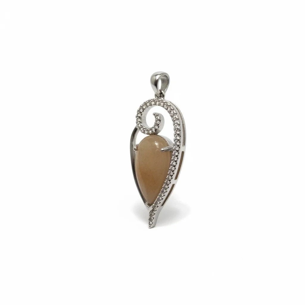 925 Silver Peach Aventurine Pendant,33op93-AVT