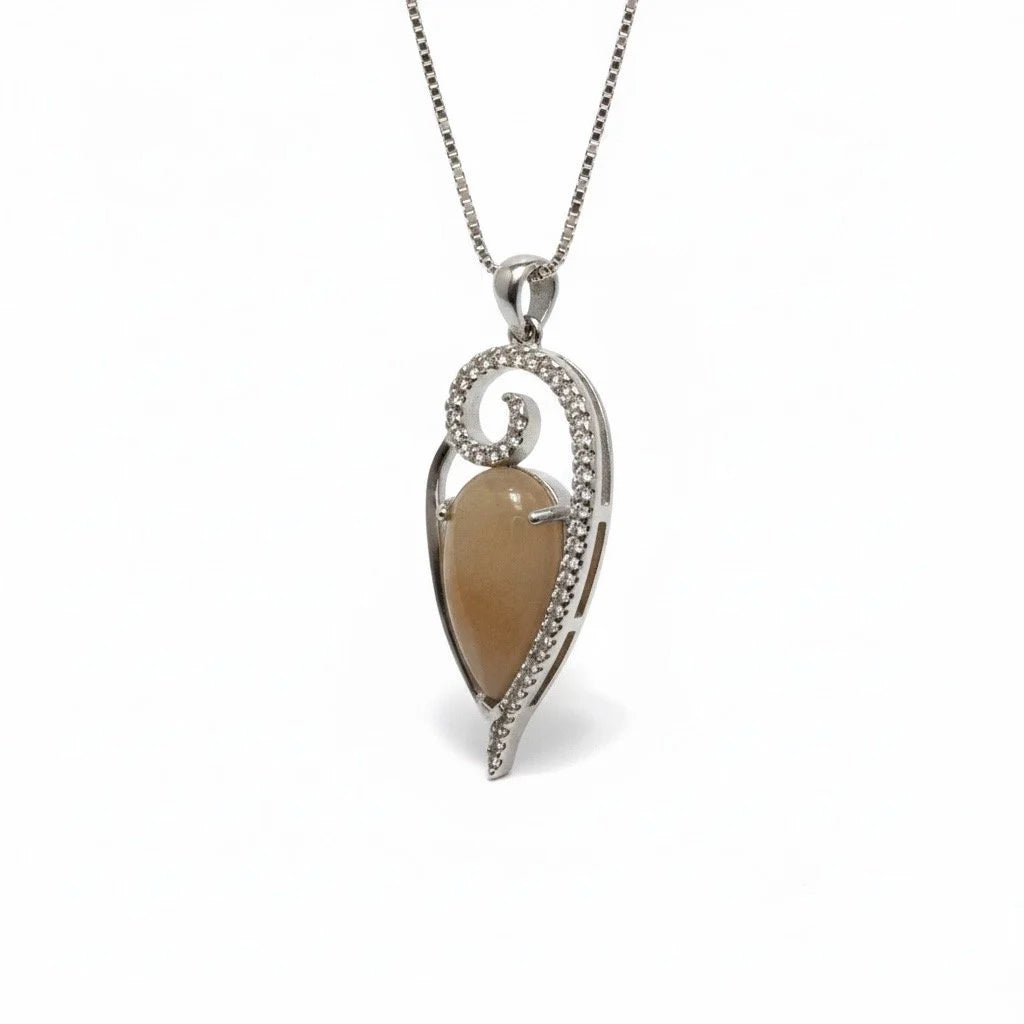 925 Silver Peach Aventurine Pendant,33op93-AVT