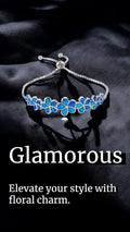 44049-K5-925 Sterling Silver Hawaiian Plumeria Flower Lab grown Blue opal bolo Brccelet - 44049-k5
