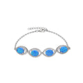925 Sterling Silver Lab Grown Adjustable Blue Opal Bracelets -44186-k5