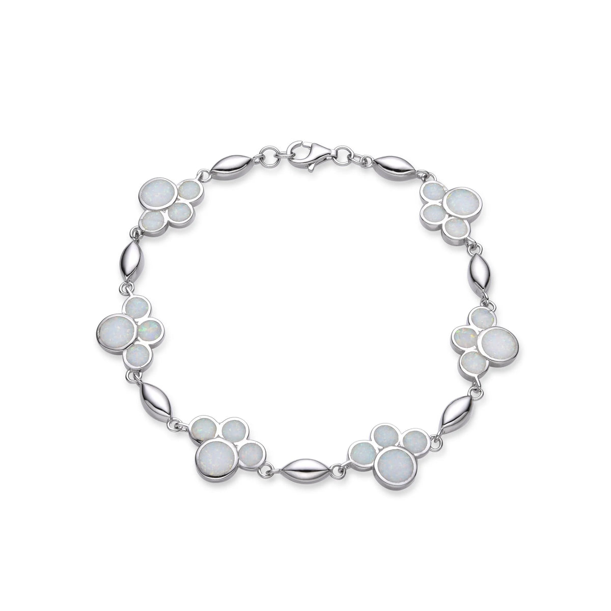 925 Sterling Silver Lab Grown Blue Opal Link inlaid  Dog pa Bracelets-44240-k5