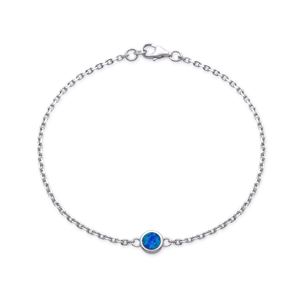 925 STERLING SILVER LAB GROWN BLUE & WHITE OPAL OVAL BRACELETS ADJUSTABLE -44328-K5