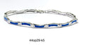 925 Sterling Silver Lab Grown Blue Opal inlaid setting thin Bracelet-44op29-k5