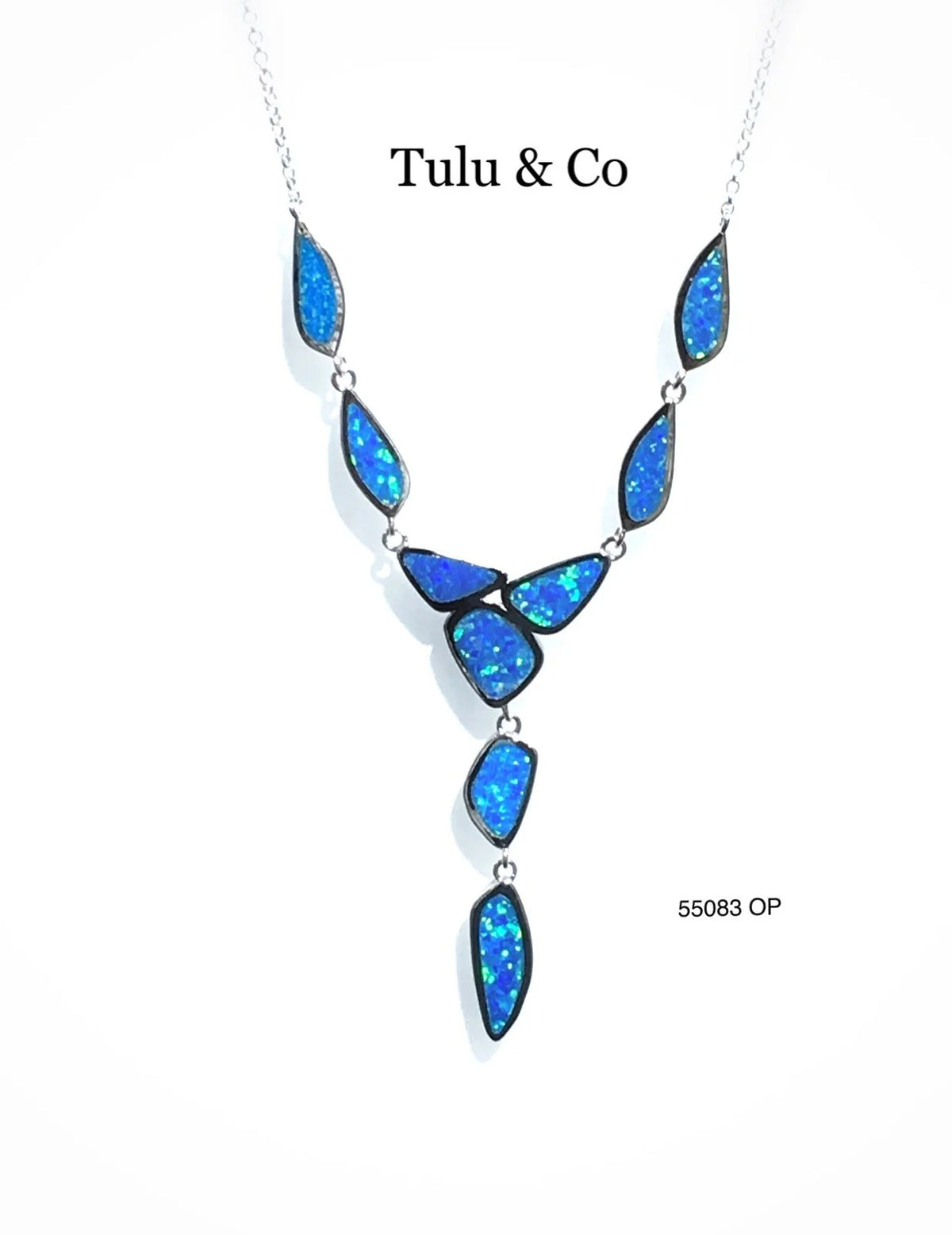 55083-925 STERLING SILVER LAB GROWN WHITE OPAL LONG NECKLACE-55083-K17