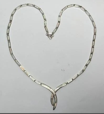 925 STERLING SILVER SIMULATED  BLUE & WHITE OPAL CLASSIC  V NECK  NECKLACES-55230-K17
