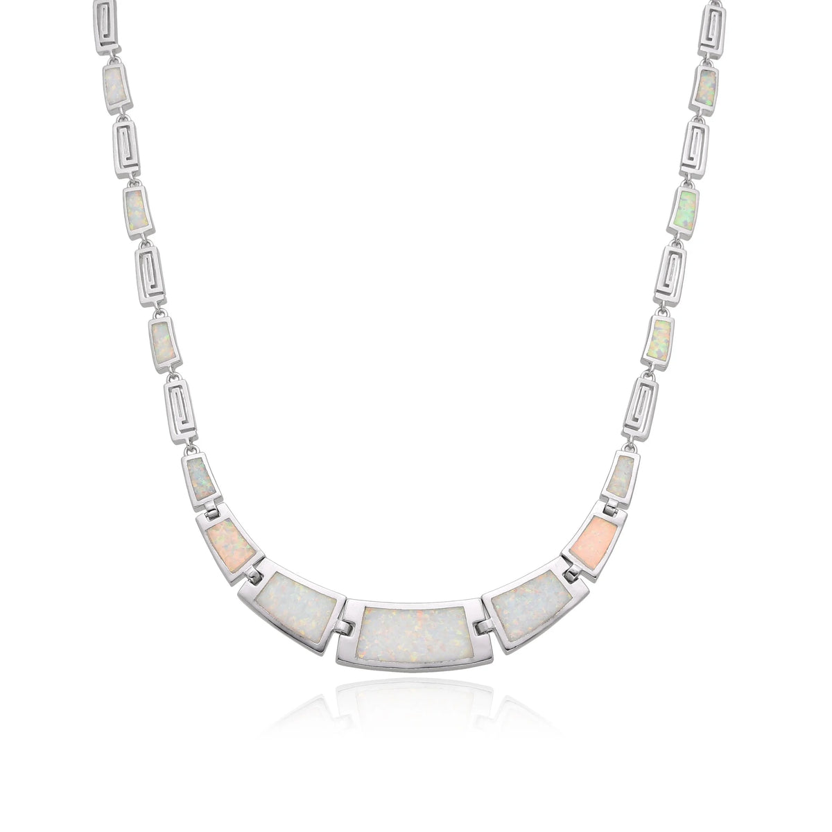 925 STERLING SILVER SIMULATED  BLUE & WHITE OPAL CLASSIC NECKLACES-55231-K5