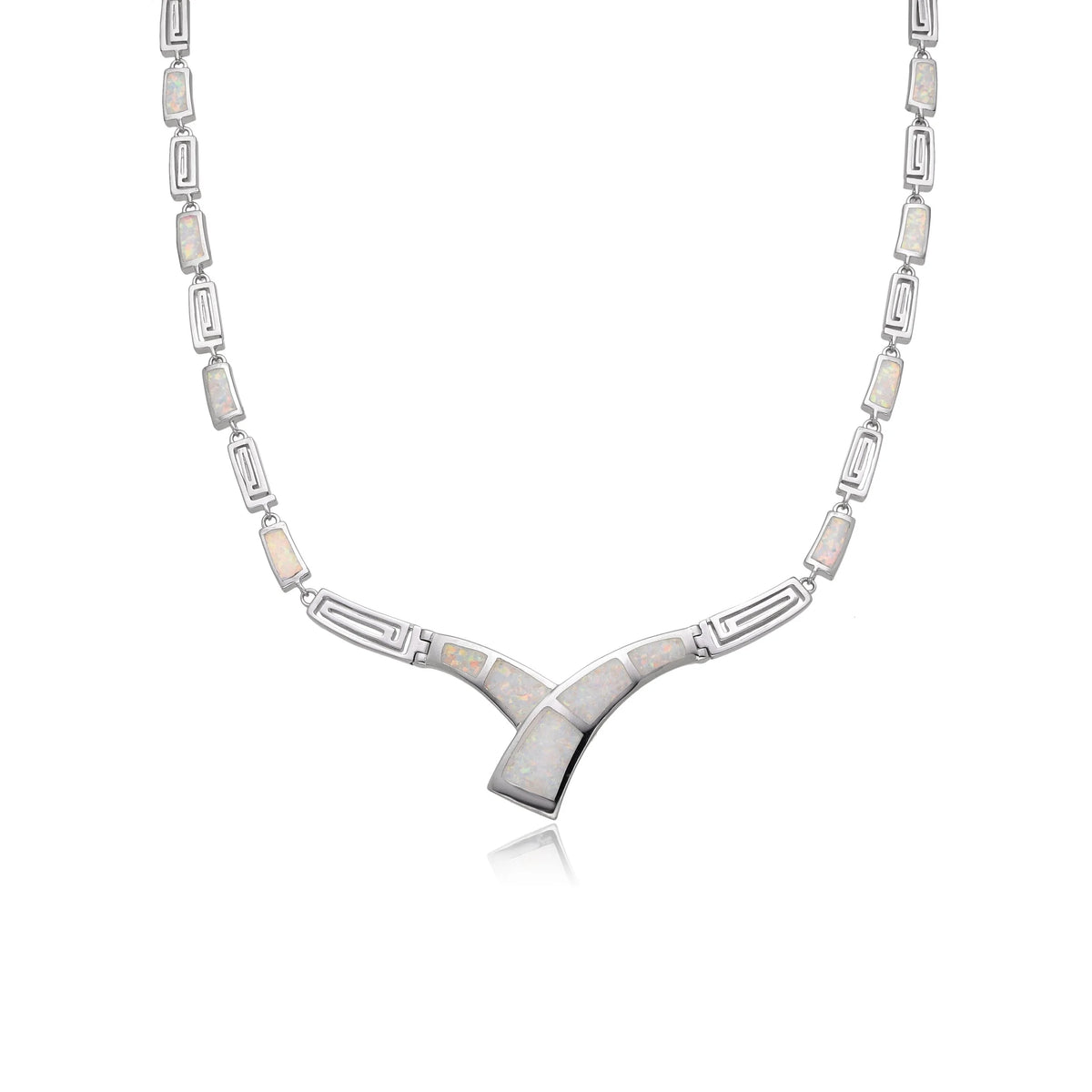 925 STERLING SILVER SIMULATED  BLUE & WHITE OPAL CLASSIC NECKLACES-55232-K5