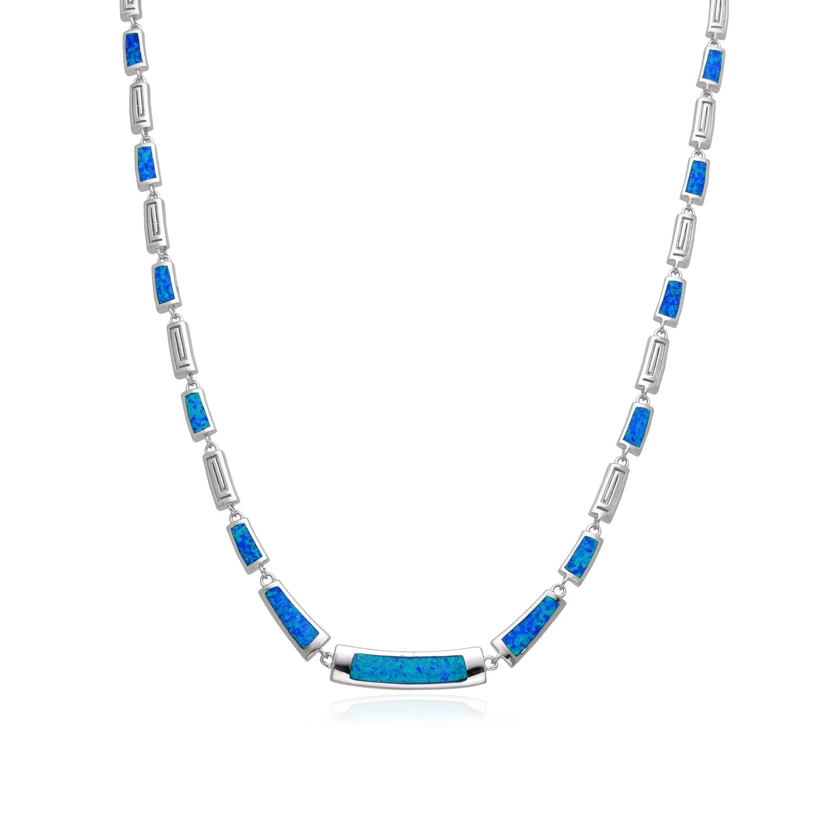 925 STERLING SILVER SIMULATED  BLUE & WHITE OPAL CLASSIC NECKLACES-55233-K5