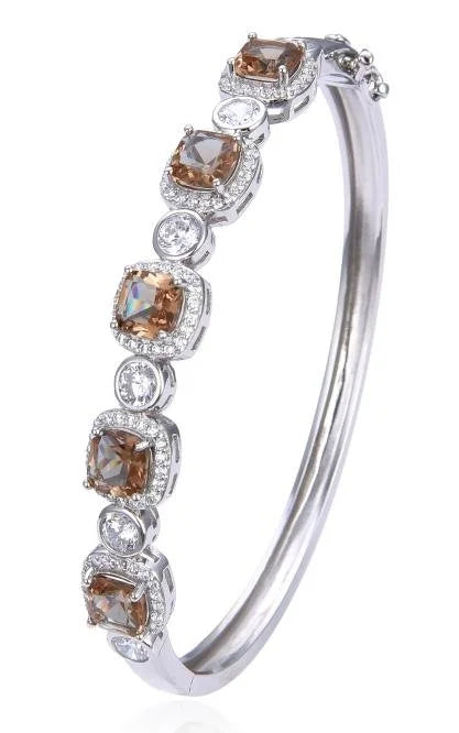 66027-K5-925 Sterling Silver Lab Grown Blue Opal Fancy Bangle-66027-k5