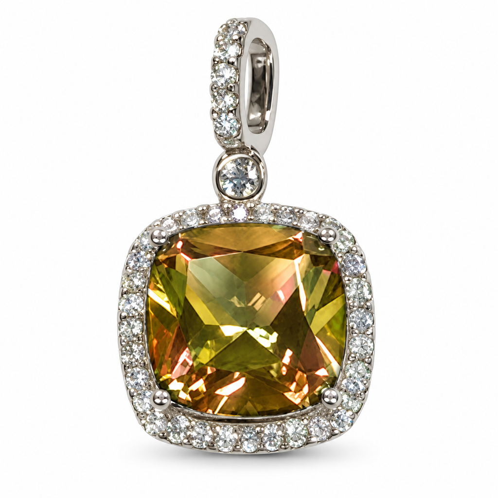 Zultanite Cushion Classic Halo Pendant - item 33220